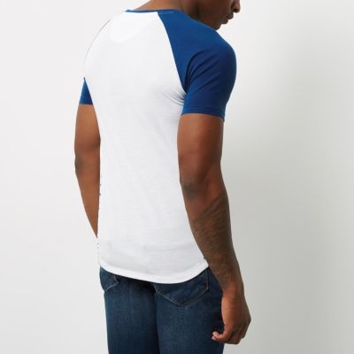 White print muscle fit raglan T-shirt